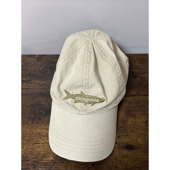 RARE 2009 Patagonia 6-Panel Tan Embroidered Fly Fishing Logo Trout Cap/Hat 28863 - Picture 3 of 8
